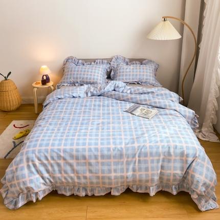 91家纺网 家纺一手货源 找家纺 （总）窝米2020新款13372工艺款韩版风格子花边四件套