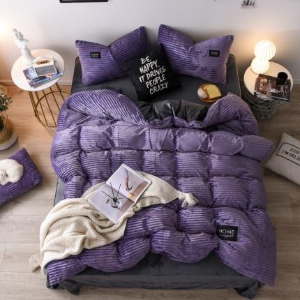 唐人居家纺  2025冬季保暖魔法绒四件套 丽莎-丁香紫