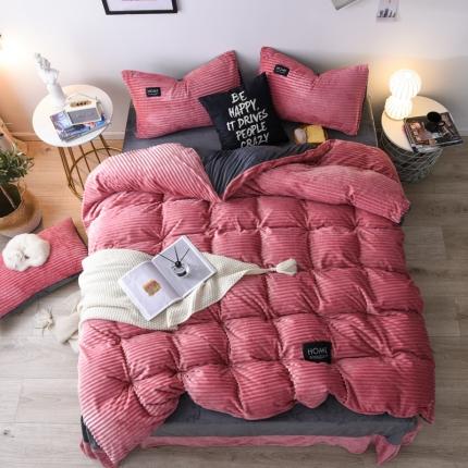 唐人居家纺  2025冬季保暖魔法绒四件套 丽莎-豆沙