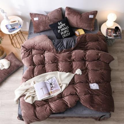 唐人居家纺  2025冬季保暖魔法绒四件套 丽莎-摩卡