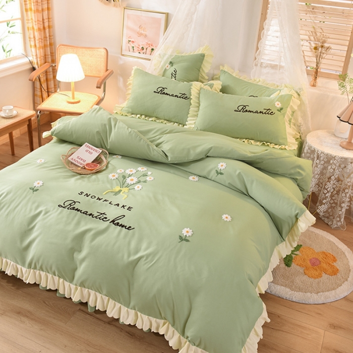 91家纺网 家纺一手货源 找家纺 （总）梦之岛 2020新款唯美系列毛巾绣床裙款四件套