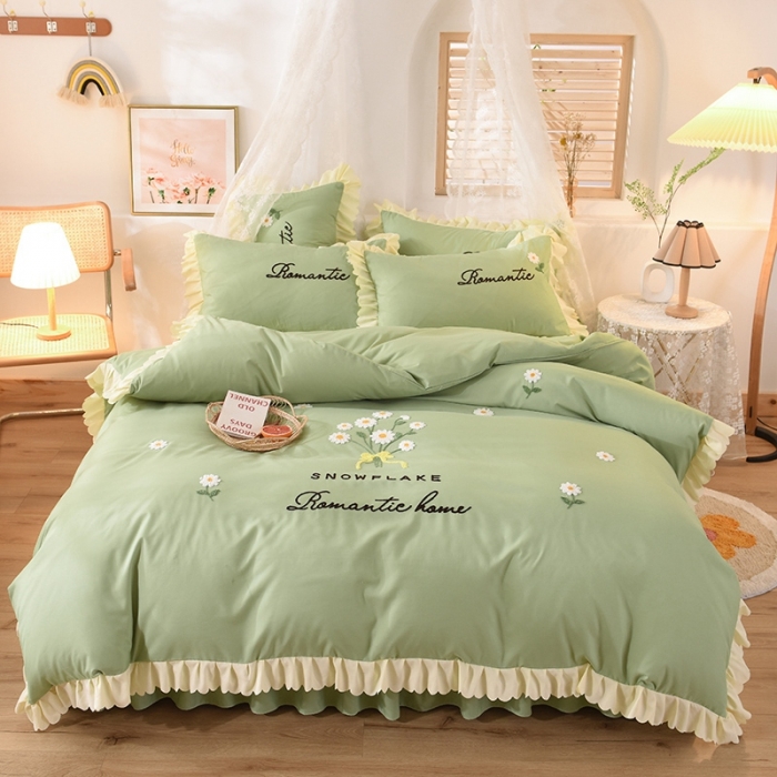 91家纺网 家纺一手货源 找家纺 （总）梦之岛 2020新款唯美系列毛巾绣床裙款四件套