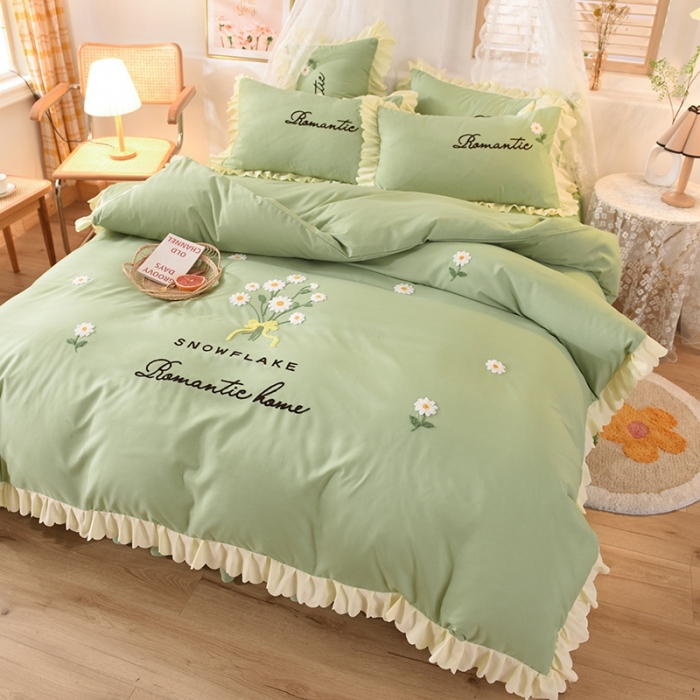 91家纺网 家纺一手货源 找家纺 （总）梦之岛 2020新款唯美系列毛巾绣床裙款四件套