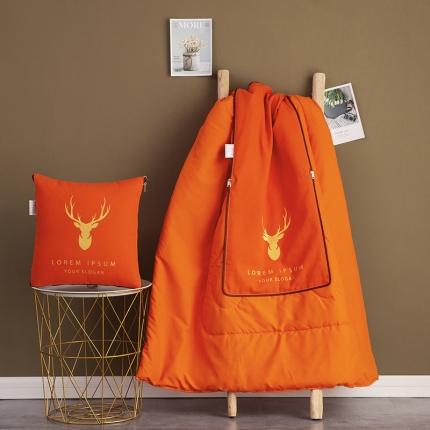 91家纺网 家纺一手货源 找家纺 宝马家纺 2022新款全棉帆布烫金抱枕被 橙鹿