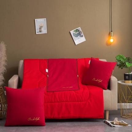 91家纺网 家纺一手货源 找家纺 宝马家纺 2022新款全棉帆布烫金抱枕被 达芬奇密码