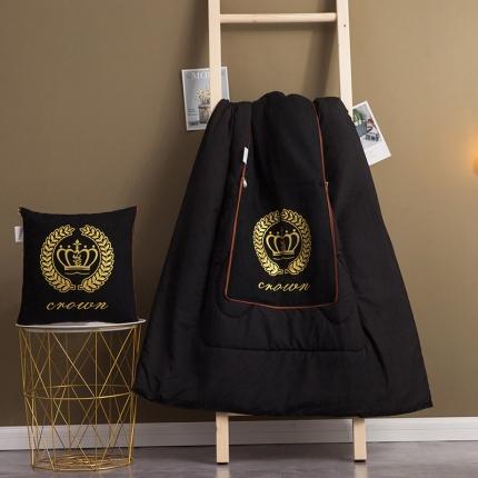 91家纺网 家纺一手货源 找家纺 宝马家纺 2022新款全棉帆布烫金抱枕被 金冠-黑