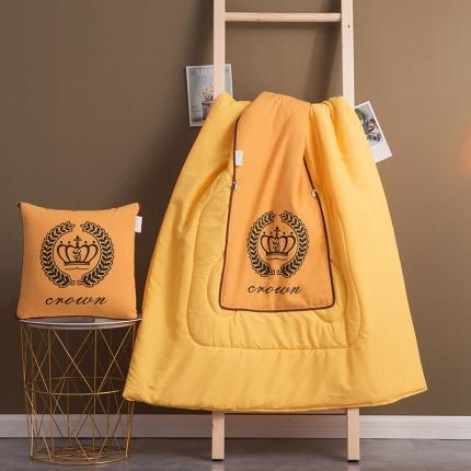 91家纺网 家纺一手货源 找家纺 宝马家纺 2022新款全棉帆布烫金抱枕被 金冠-黄