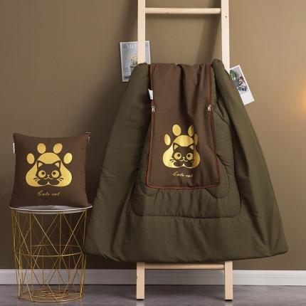 91家纺网 家纺一手货源 找家纺 宝马家纺 2022新款全棉帆布烫金抱枕被 猫猫