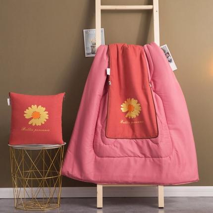 91家纺网 家纺一手货源 找家纺 宝马家纺 2022新款全棉帆布烫金抱枕被 小邹菊-西瓜红