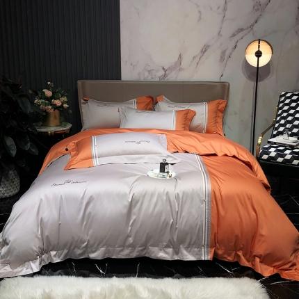 爱缦 2020新款100支长绒棉橘彩四件套 爱马橙-魔法灰