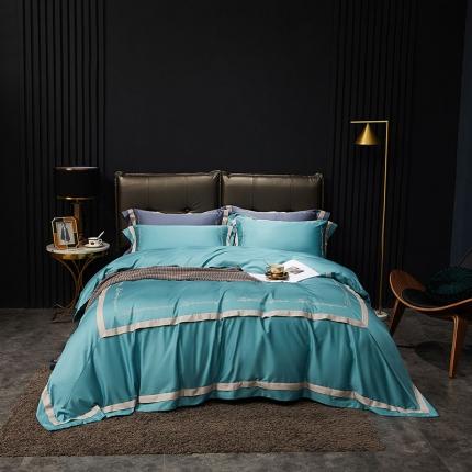 91家纺网 家纺一手货源 找家纺 爱缦 2020新款100支长绒棉诺丽系列四件套 艾绿