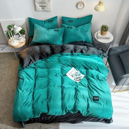 91家纺网 家纺一手货源 找家纺 仟网汇 2020新款魔法绒四件套 绿色