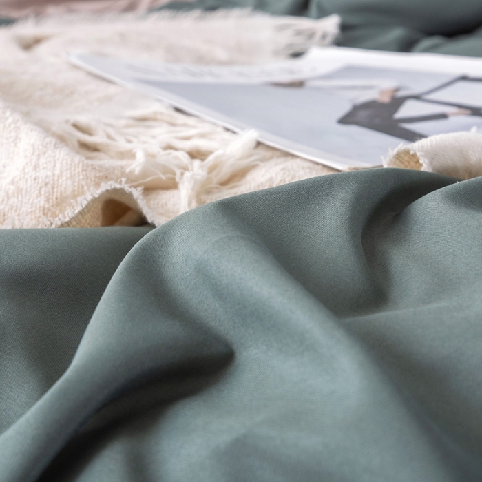 91家纺网 家纺一手货源 找家纺 米粒 2020新款纯色磨毛四件套 果绿+卡其