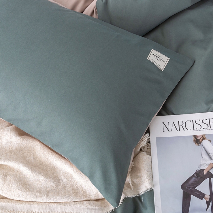 91家纺网 家纺一手货源 找家纺 米粒 2020新款纯色磨毛四件套 果绿+卡其