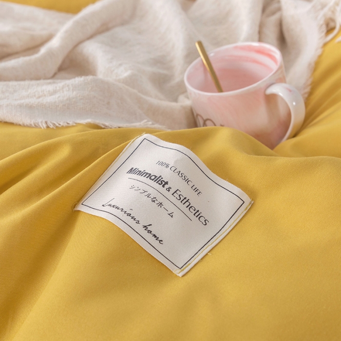 91家纺网 家纺一手货源 找家纺 米粒 2020新款纯色磨毛四件套 姜黄+卡其