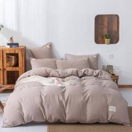 91家纺网 家纺一手货源 找家纺 米粒 2020新款纯色磨毛四件套 卡其