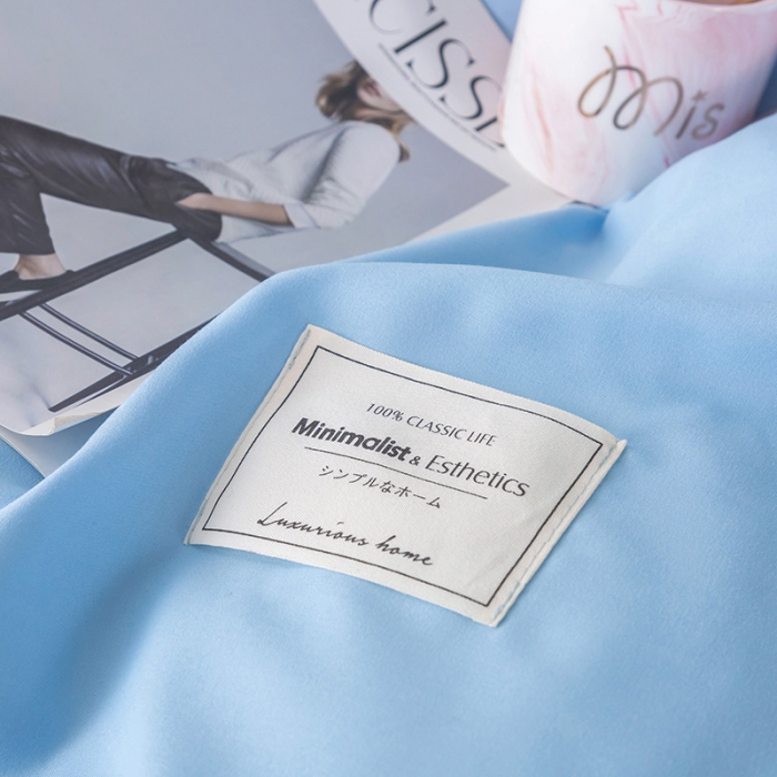 91家纺网 家纺一手货源 找家纺 米粒 2020新款纯色磨毛四件套 天蓝+灰