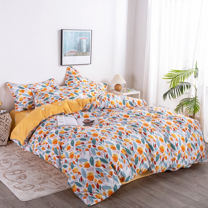 91家纺网 家纺一手货源 找家纺 米粒 2021新款芦荟棉套件 花影梦境