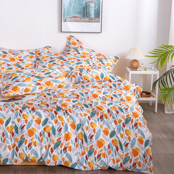 91家纺网 家纺一手货源 找家纺 米粒 2021新款芦荟棉套件 花影梦境