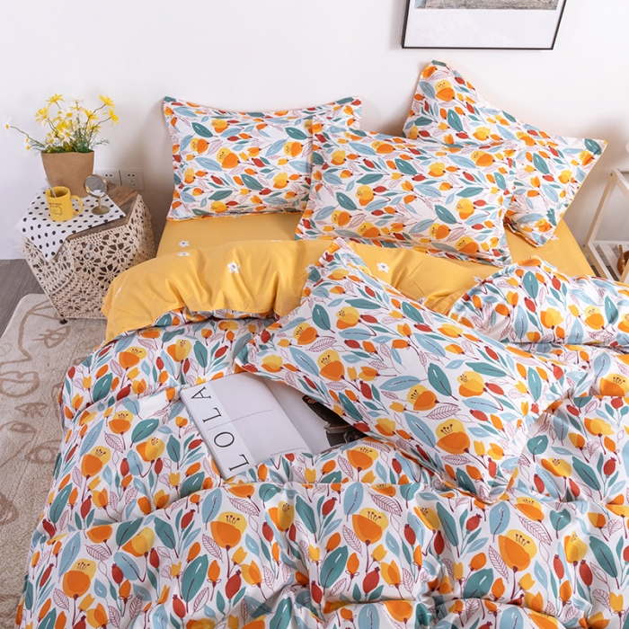 91家纺网 家纺一手货源 找家纺 米粒 2021新款芦荟棉套件 花影梦境