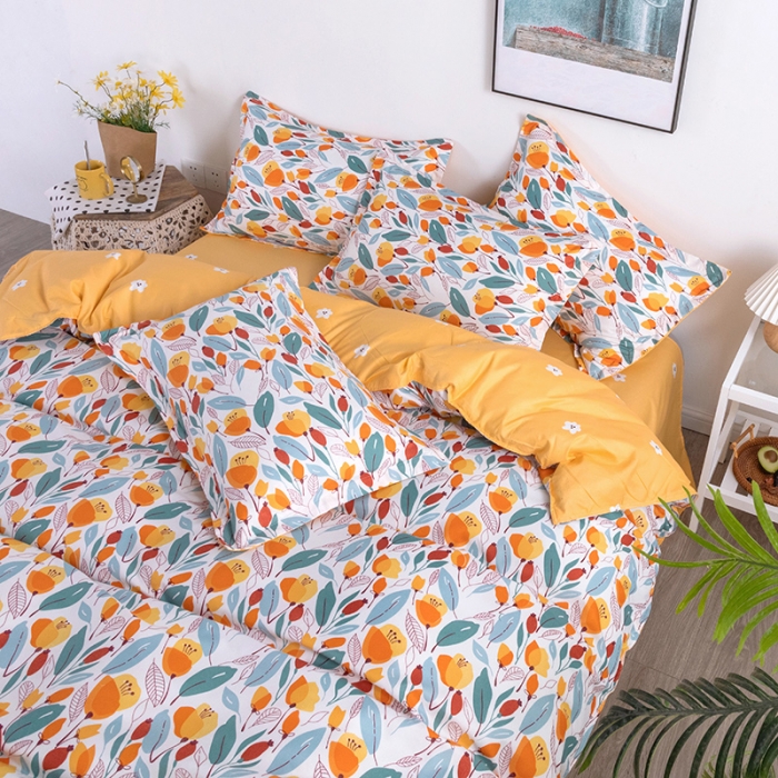 91家纺网 家纺一手货源 找家纺 米粒 2021新款芦荟棉套件 花影梦境