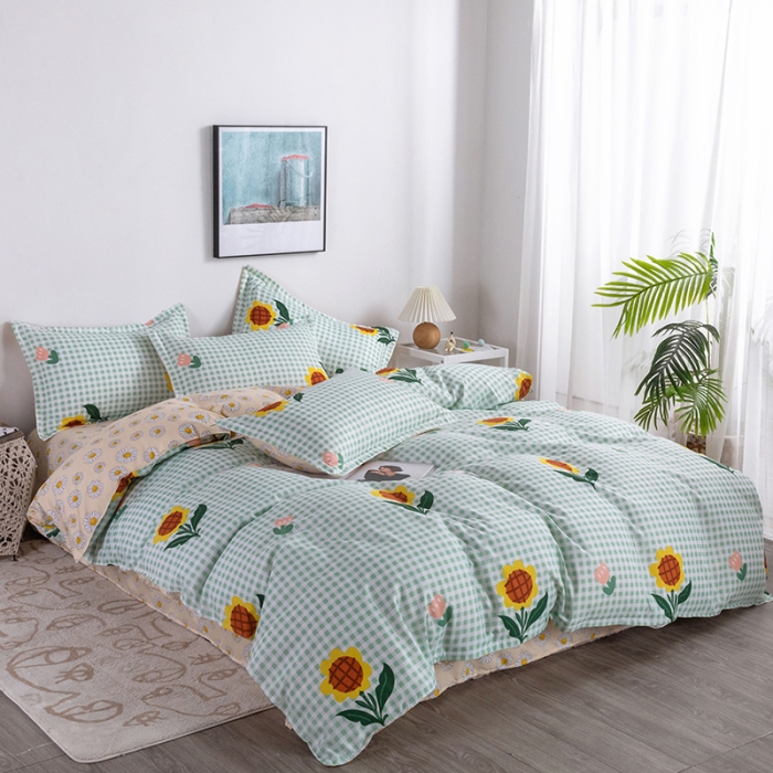 91家纺网 家纺一手货源 找家纺 米粒 2021新款芦荟棉套件 太阳花开