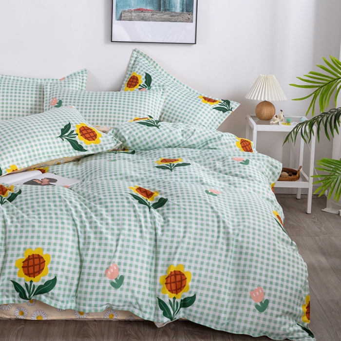 91家纺网 家纺一手货源 找家纺 米粒 2021新款芦荟棉套件 太阳花开