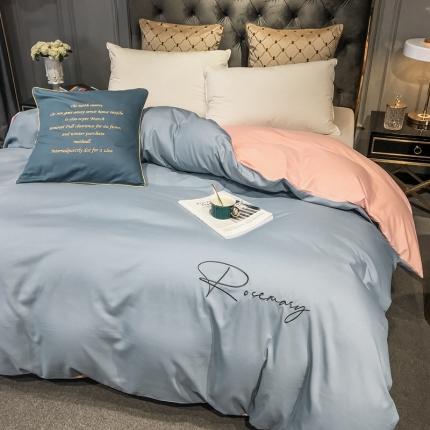 91家纺网 家纺一手货源 找家纺 火麒麟2023新款轻奢刺绣水洗棉单被套倾城系列 海青+奶油粉