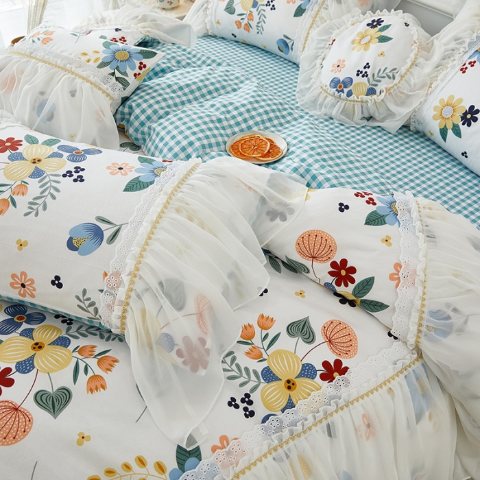 91家纺网 家纺一手货源 找家纺 （总）亲亲公主2025新款全棉韩版印花仙女款公主风床裙四件套