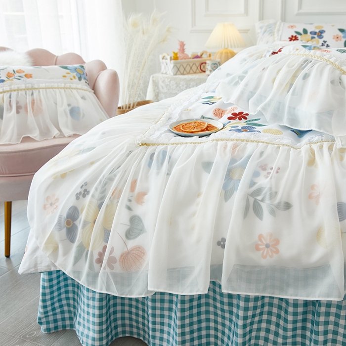 91家纺网 家纺一手货源 找家纺 （总）亲亲公主2025新款全棉韩版印花仙女款公主风床裙四件套