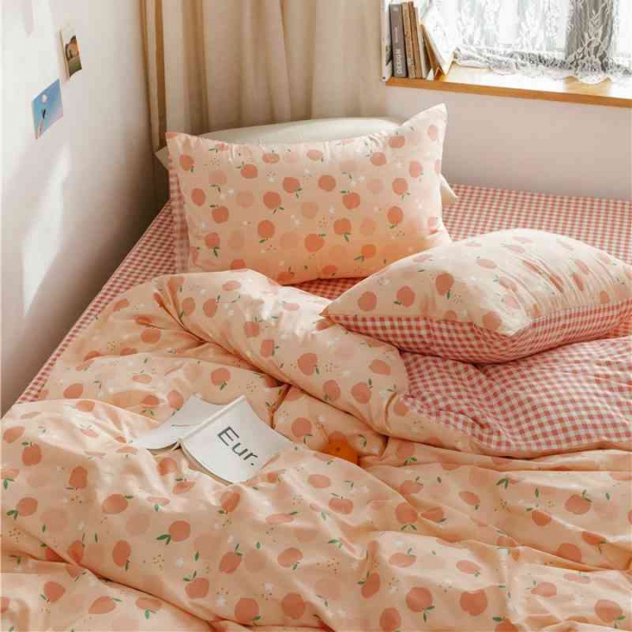 91家纺网 家纺一手货源 找家纺 棉眠 2020新款全棉小碎花13070四件套 粉果果