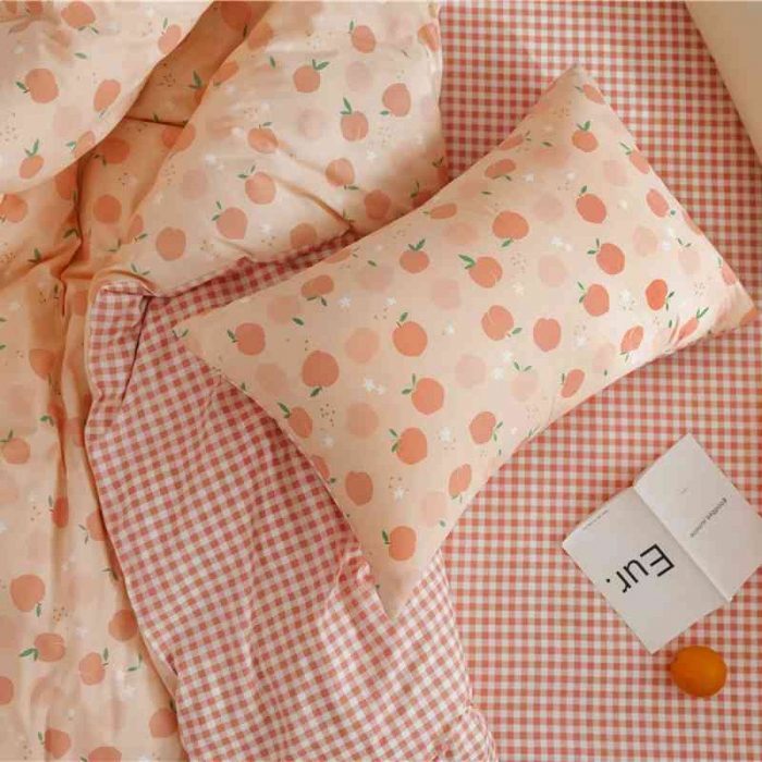91家纺网 家纺一手货源 找家纺 棉眠 2020新款全棉小碎花13070四件套 粉果果