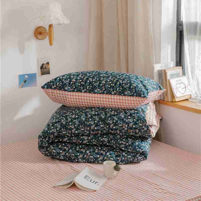 91家纺网 家纺一手货源 找家纺 棉眠 2020新款全棉小碎花13070四件套 蓝影