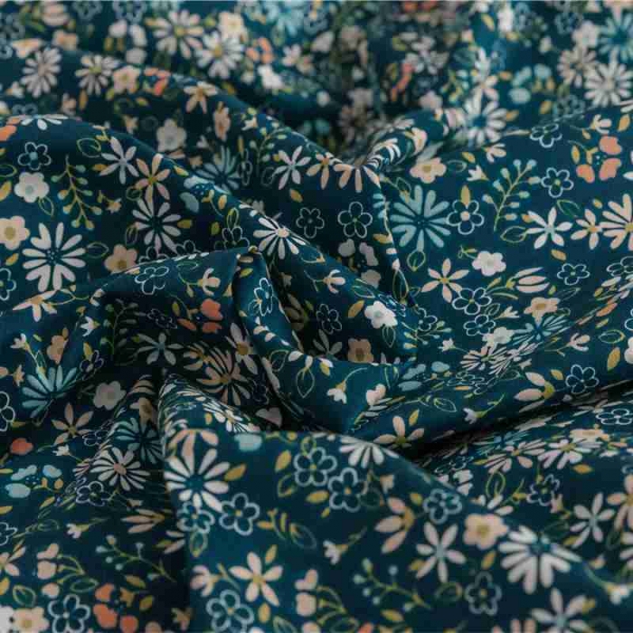 91家纺网 家纺一手货源 找家纺 棉眠 2020新款全棉小碎花13070四件套 蓝影