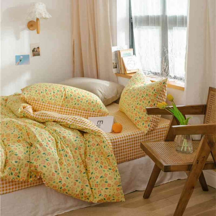 91家纺网 家纺一手货源 找家纺 棉眠 2020新款全棉小碎花13070四件套 思雨