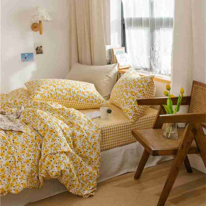 91家纺网 家纺一手货源 找家纺 棉眠 2020新款全棉小碎花13070四件套 希薇亚