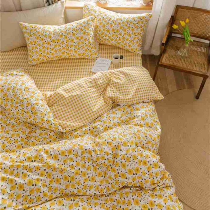 91家纺网 家纺一手货源 找家纺 棉眠 2020新款全棉小碎花13070四件套 希薇亚