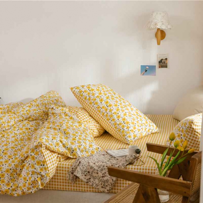 91家纺网 家纺一手货源 找家纺 棉眠 2020新款全棉小碎花13070四件套 希薇亚