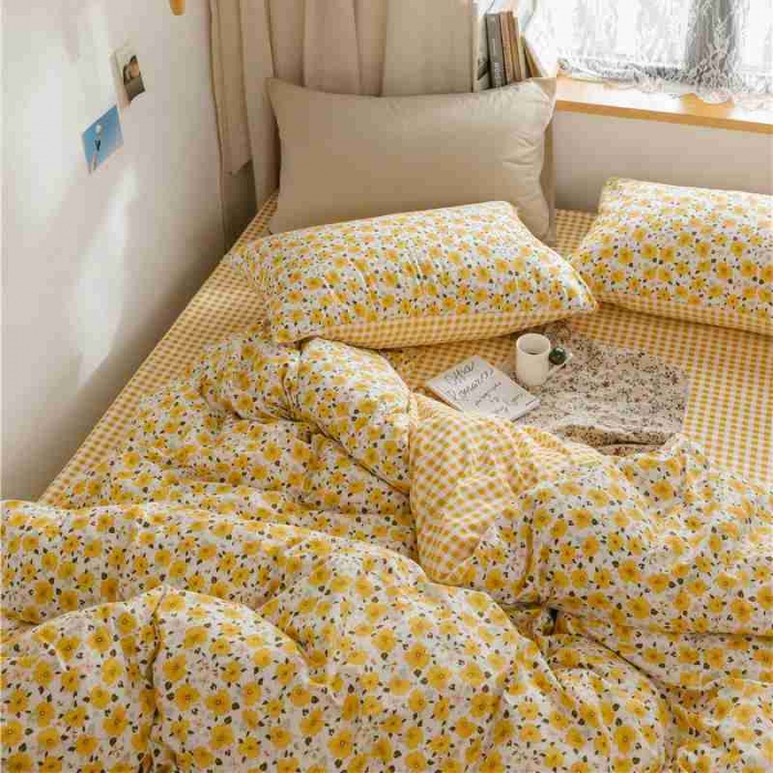 91家纺网 家纺一手货源 找家纺 棉眠 2020新款全棉小碎花13070四件套 希薇亚