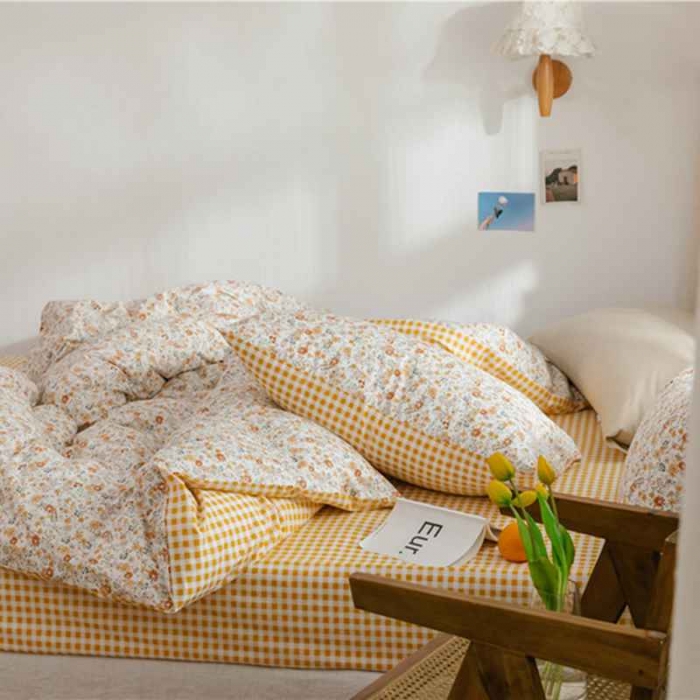 91家纺网 家纺一手货源 找家纺 棉眠 2020新款全棉小碎花13070四件套 夏花