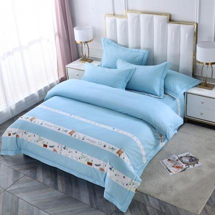 91家纺网 家纺一手货源 找家纺 （总）OL 2021新款13372全棉床盖夹棉活性印染单被套