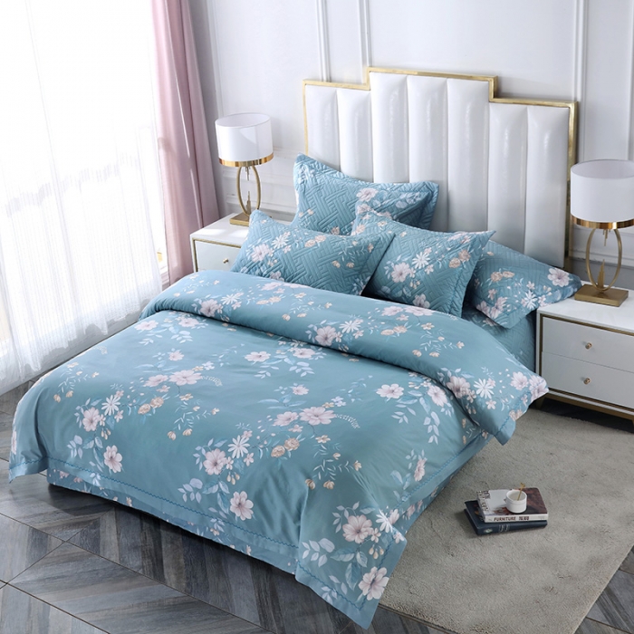 91家纺网 家纺一手货源 找家纺 OL 2021新款13372全棉床盖夹棉活性印染单被套 春晓-兰