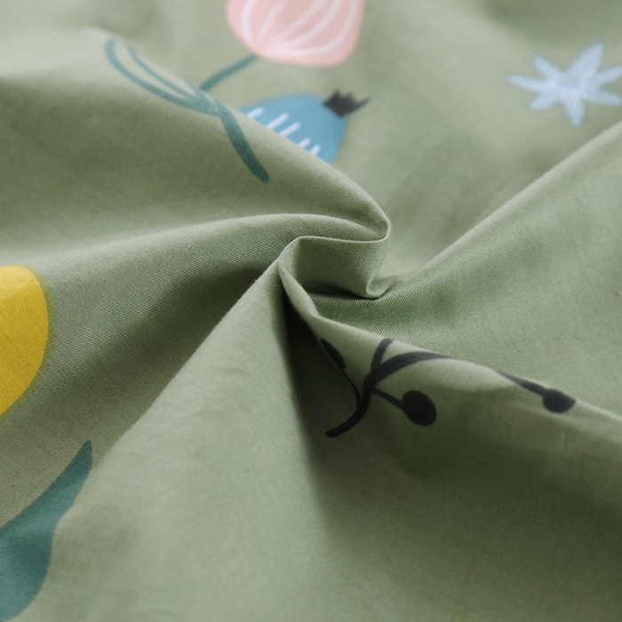 91家纺网 家纺一手货源 找家纺 OL 2021新款13372全棉床盖夹棉活性印染单被套 花蕾-绿