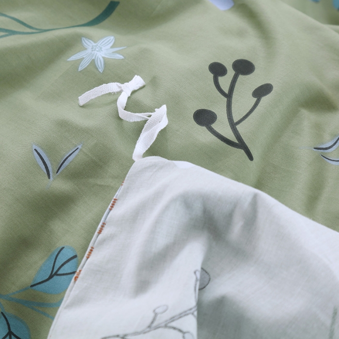 91家纺网 家纺一手货源 找家纺 OL 2021新款13372全棉床盖夹棉活性印染单被套 花蕾-绿