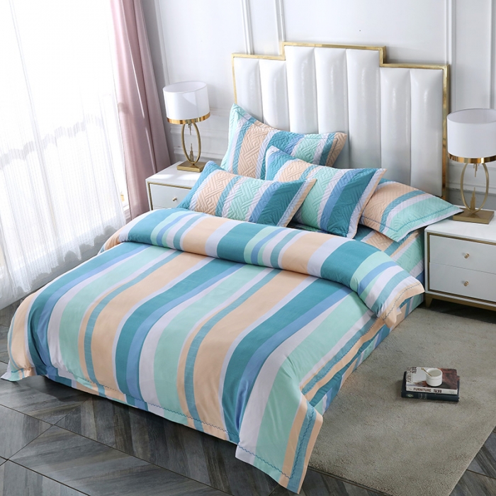 91家纺网 家纺一手货源 找家纺 OL 2021新款13372全棉床盖夹棉活性印染单被套 时光印记