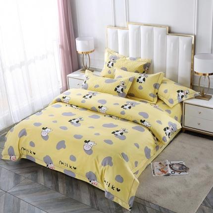 OL 2021新款13372全棉床盖夹棉活性印染单被套 网红小妞-黄