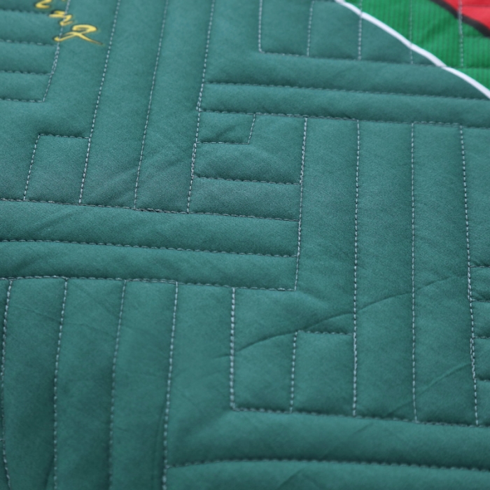 91家纺网 家纺一手货源 找家纺 OL 2021新款13372全棉夹棉活性印染单品床盖 你好-绿