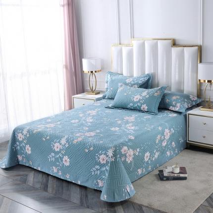 OL 2021新款13372全棉夹棉活性印染单品床盖 春晓-兰