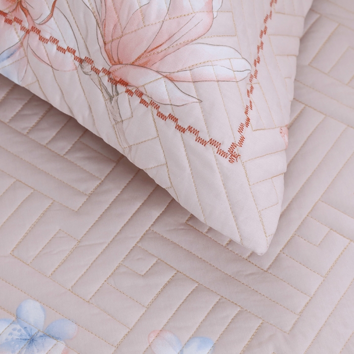 91家纺网 家纺一手货源 找家纺 OL 2021新款13372全棉夹棉活性印染单品枕套 出水芙蓉