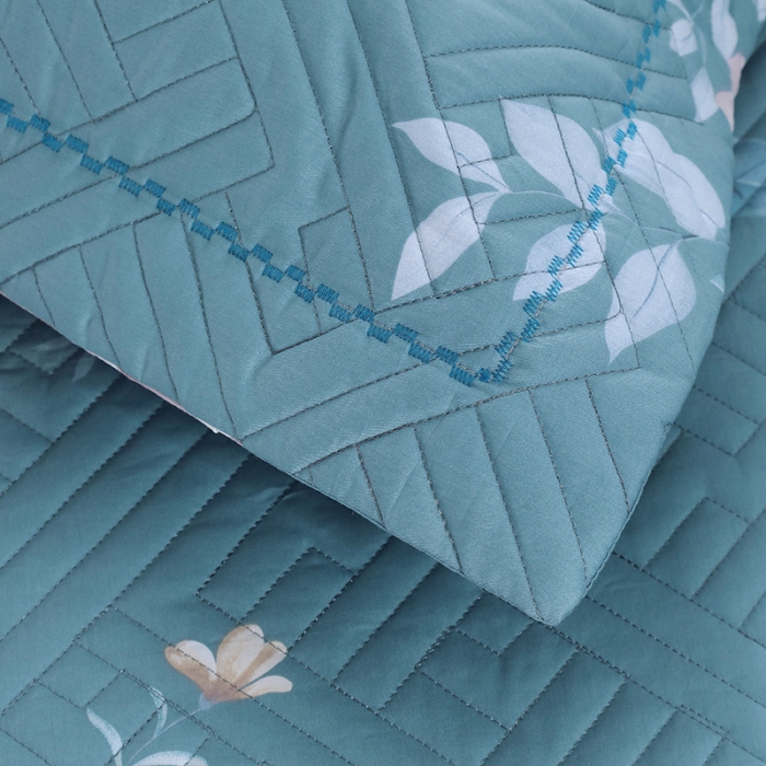 91家纺网 家纺一手货源 找家纺 OL 2021新款13372全棉夹棉活性印染单品枕套 春晓-兰